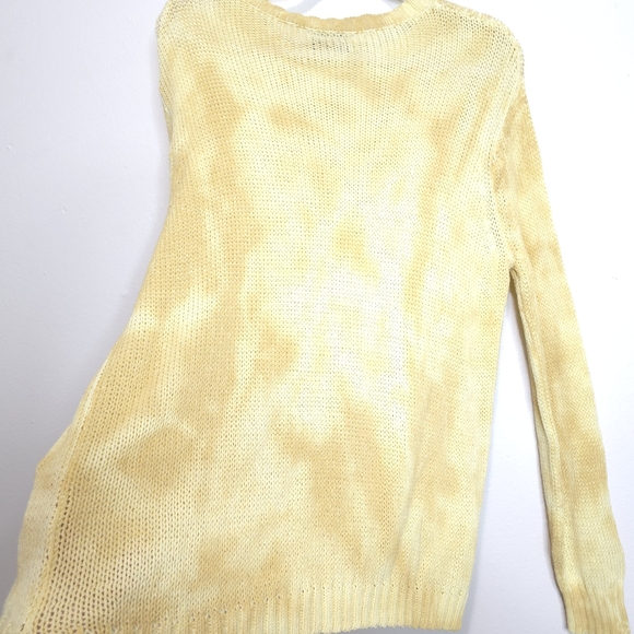 Wooden Ships Tie Dye Knit Sweater Yellow Crew Neck Pullover Lightweight M/L - Picture 7 of 10
